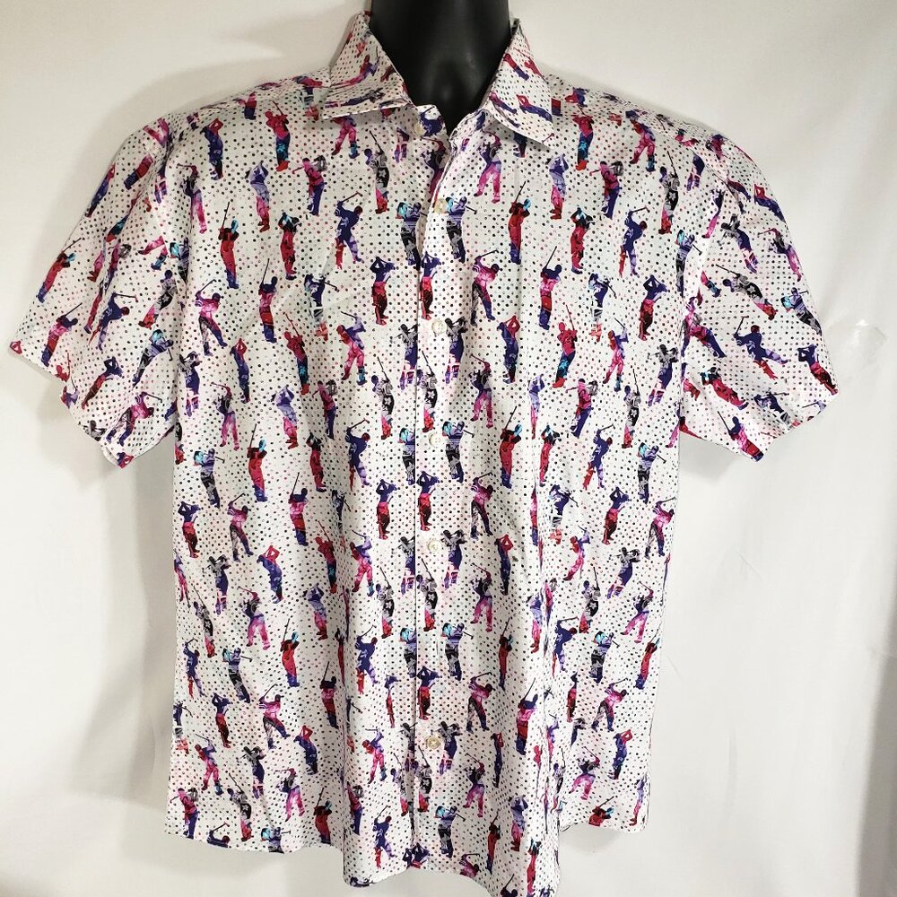 Bertigo Men's short sleeve golf theme shirt SZ Med